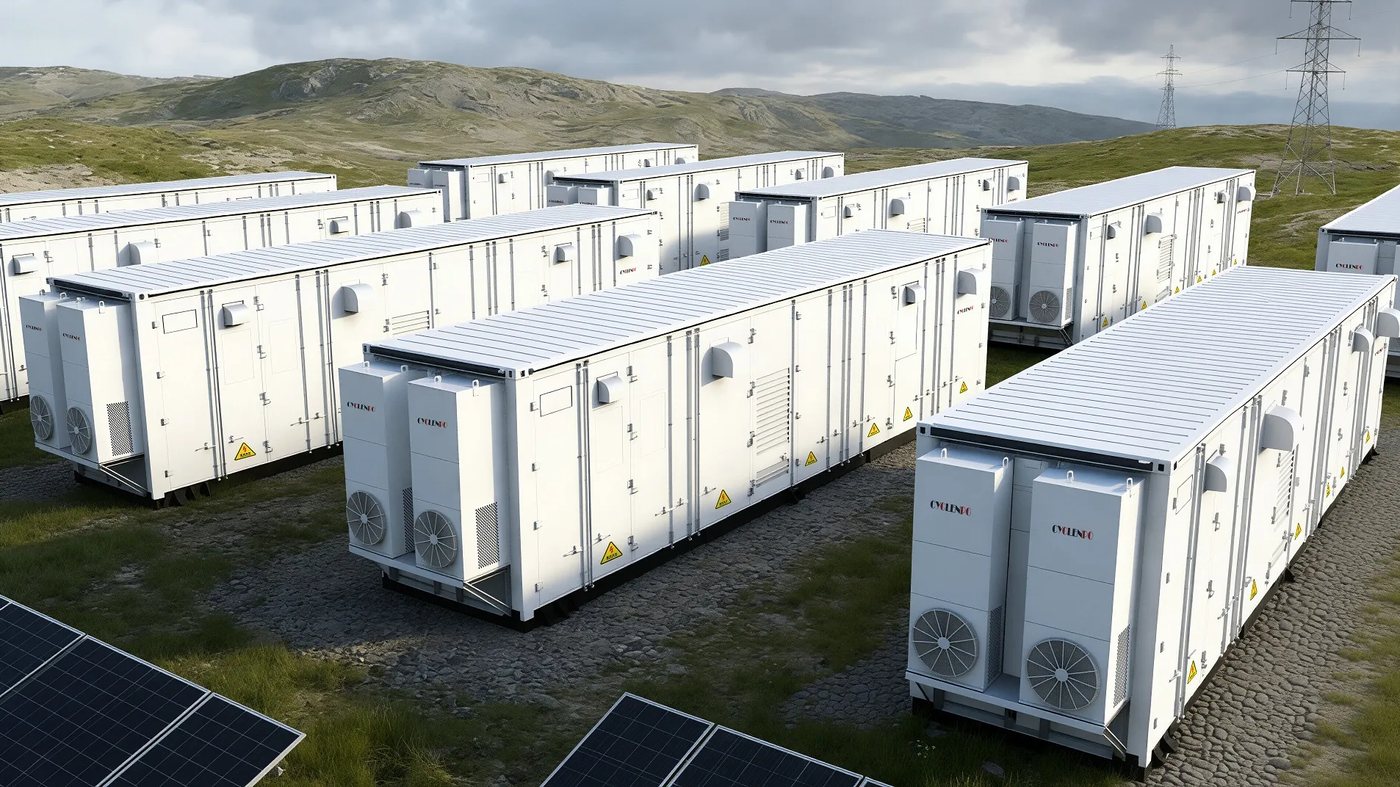 Containerized battery energy storage units installed at a power site